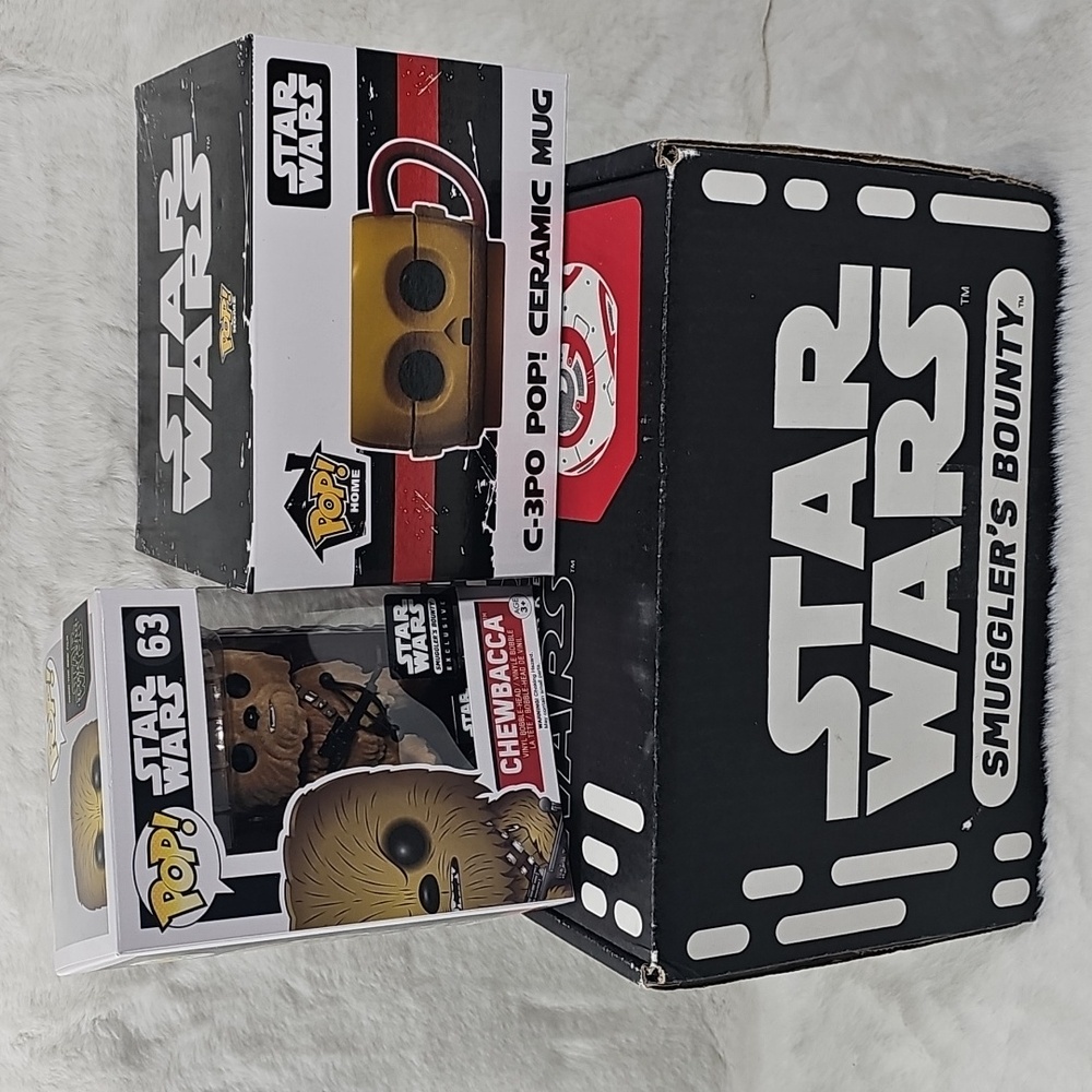 Funko Star Wars Smuggler's Bounty.  Chewbacca Flocked 63 and C-3PO Ceramic Mug